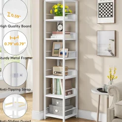 Tribesigns 6-Tier Narrow Corner Shelf, 74.8-Inch Tall Industrial Storage Bookshelf