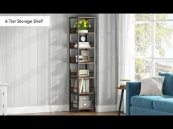 Tribesigns 6-Tier Narrow Corner Shelf, 74.8-Inch Tall Industrial Storage Bookshelf