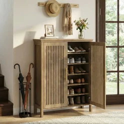 Tribesigns 5-Tier Shoe Cabinet with Doors, Tall Entryway Shoe Storage