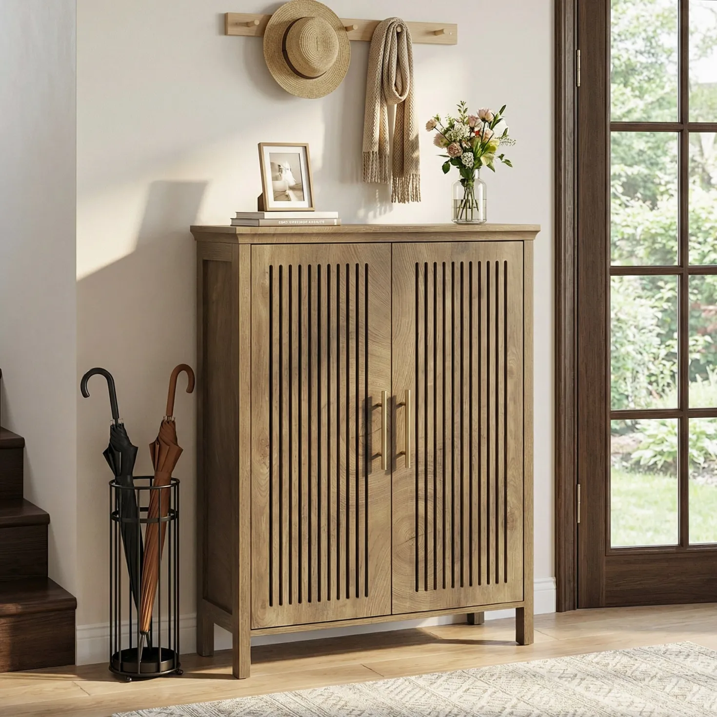 Tribesigns 5-Tier Shoe Cabinet with Doors, Tall Entryway Shoe Storage