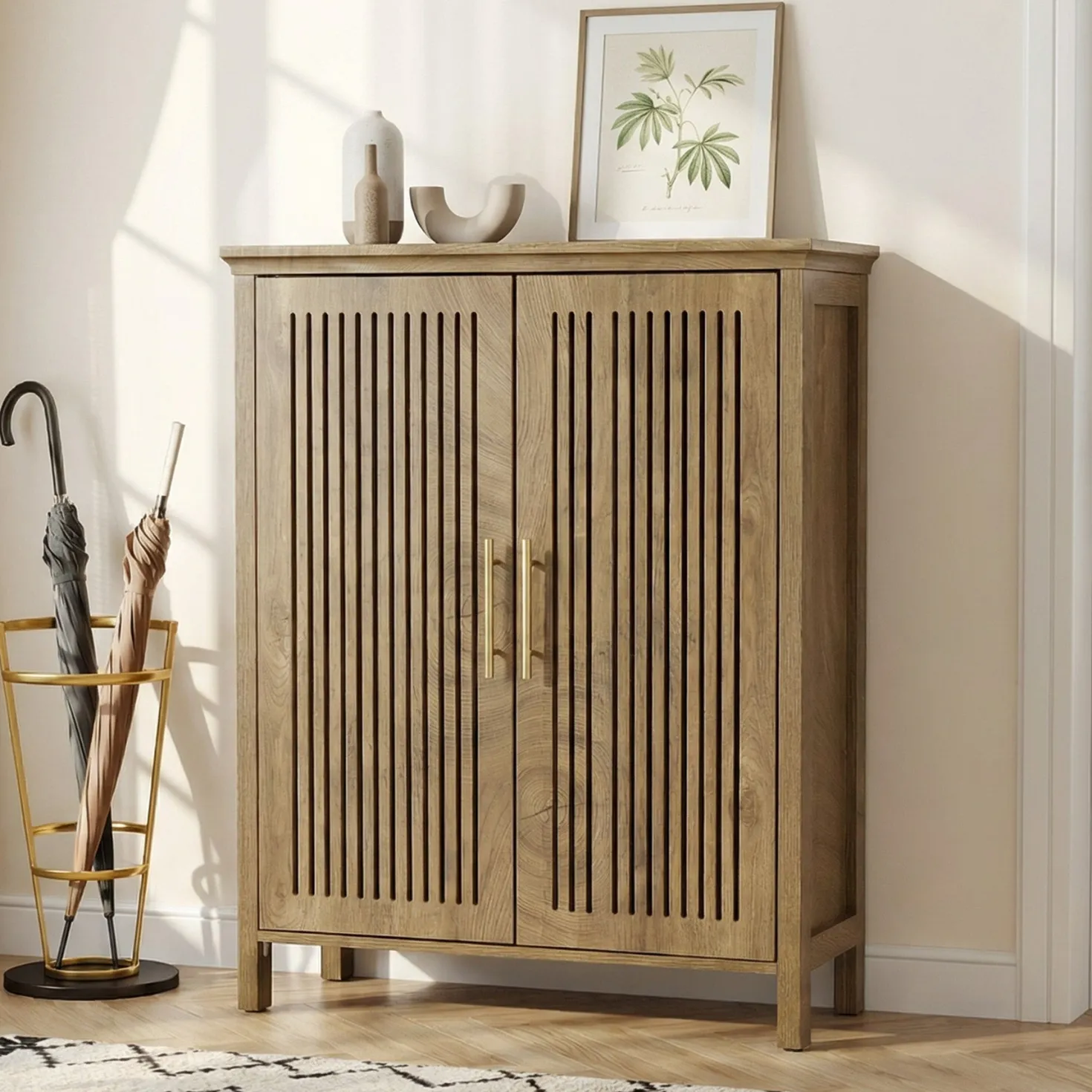 Tribesigns 5-Tier Shoe Cabinet with Doors, Tall Entryway Shoe Storage