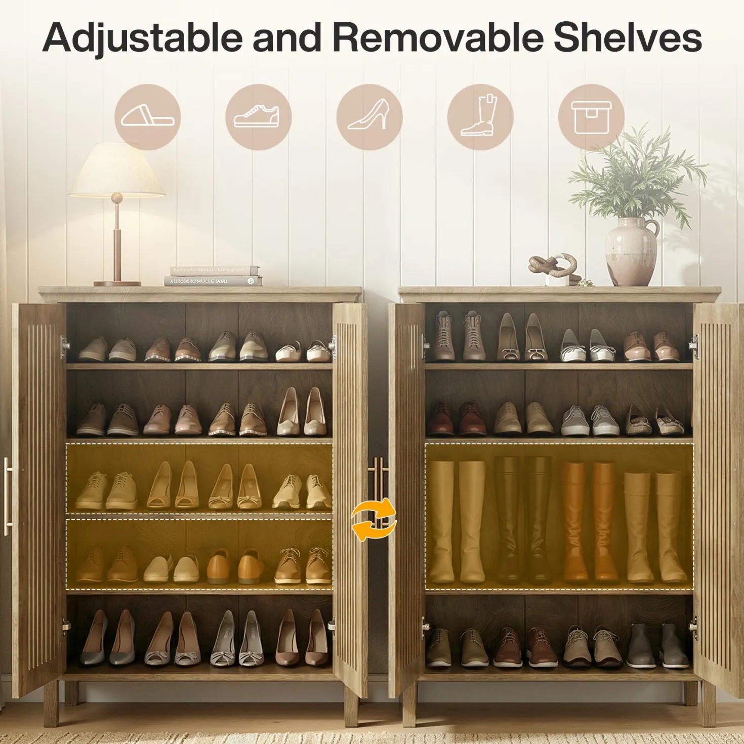Tribesigns 5-Tier Shoe Cabinet with Doors, Tall Entryway Shoe Storage