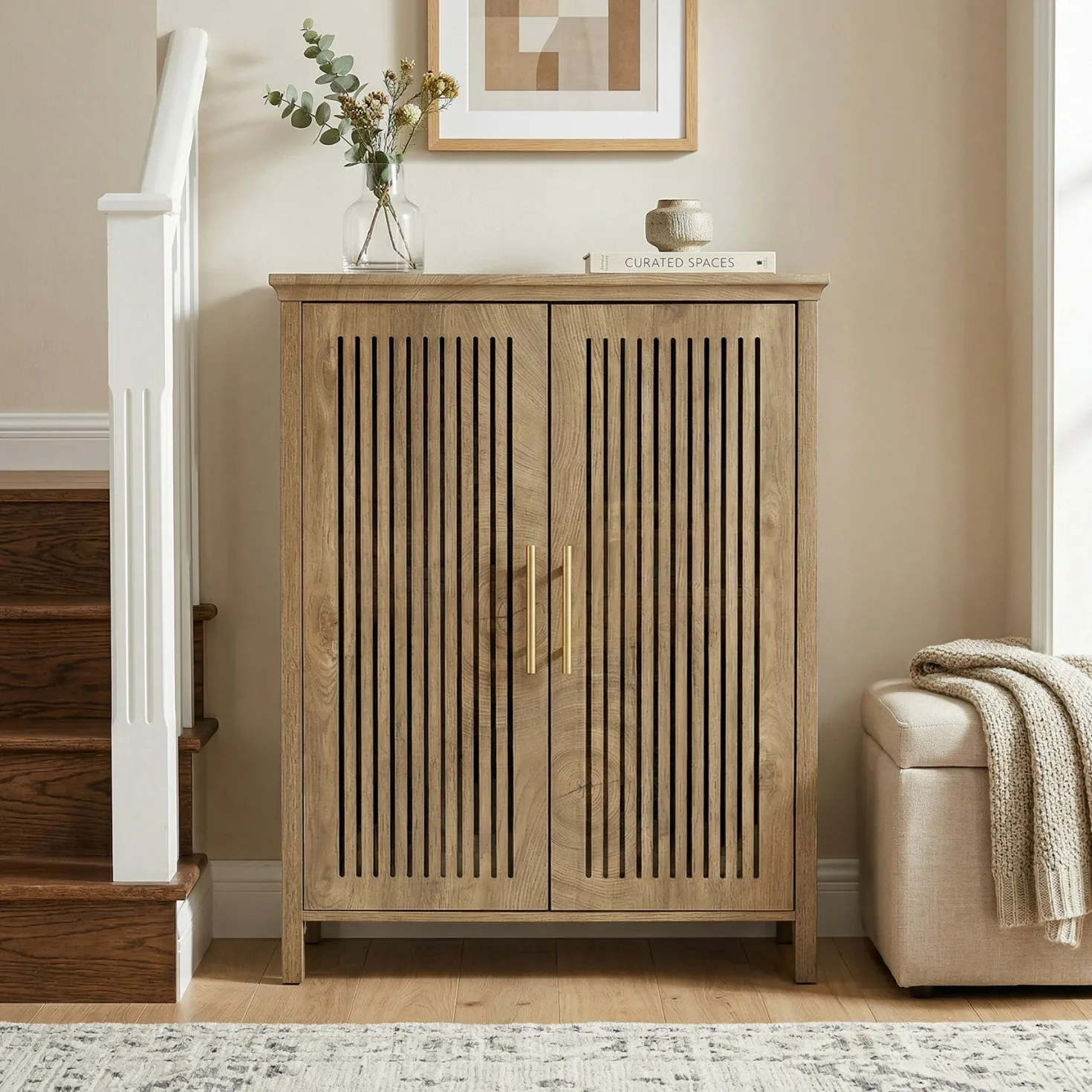 Tribesigns 5-Tier Shoe Cabinet with Doors, Tall Entryway Shoe Storage