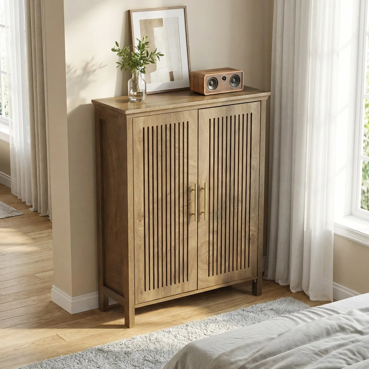 Tribesigns 5-Tier Shoe Cabinet with Doors, Tall Entryway Shoe Storage