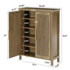Tribesigns 5-Tier Shoe Cabinet with Doors, Tall Entryway Shoe Storage
