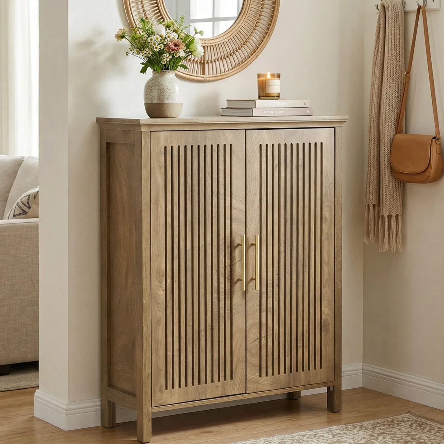 Tribesigns 5-Tier Shoe Cabinet with Doors, Tall Entryway Shoe Storage