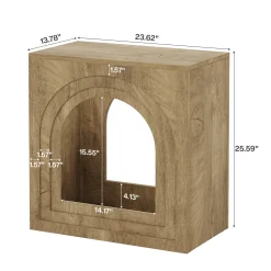 Tribesigns 2-Tier Square End Table, Farmhouse Side Table with Arched Shelf