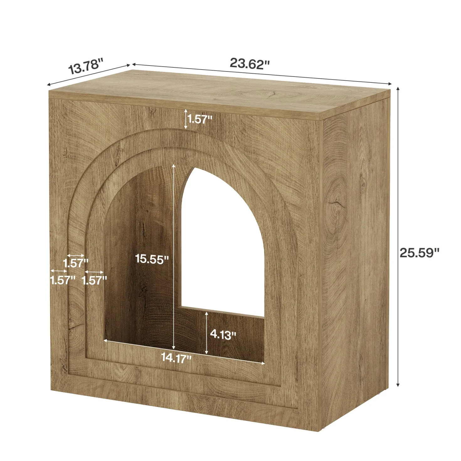 Tribesigns 2-Tier Square End Table, Farmhouse Side Table with Arched Shelf