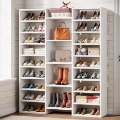Tribesigns 14-Tier Tall Shoe Rack, Freestanding Wooden Shoe Organizer for Closet and Entryway