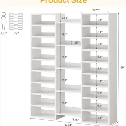 Tribesigns 14-Tier Tall Shoe Rack, Freestanding Wooden Shoe Organizer for Closet and Entryway