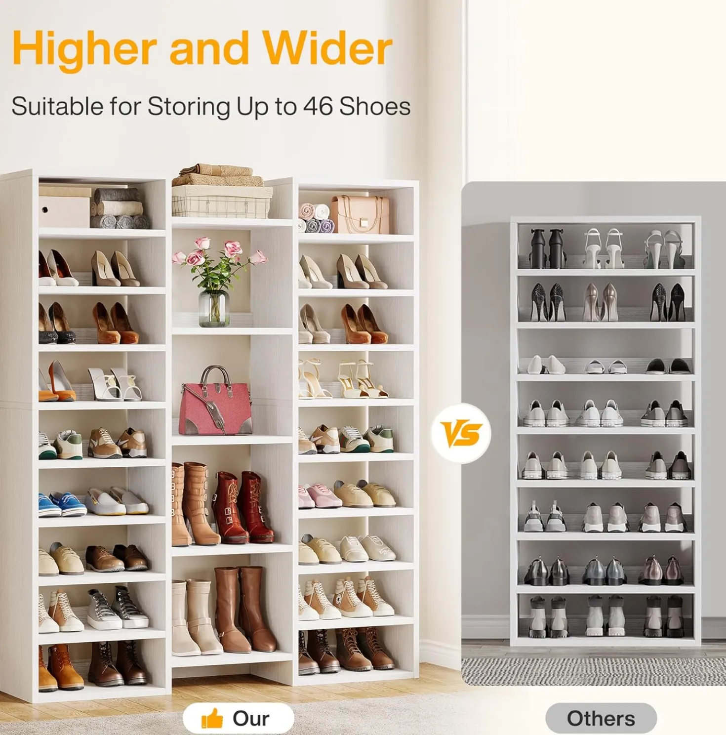 Tribesigns 14-Tier Tall Shoe Rack, Freestanding Wooden Shoe Organizer for Closet and Entryway