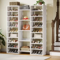 Tribesigns 14-Tier Tall Shoe Rack, Freestanding Wooden Shoe Organizer for Closet and Entryway