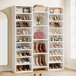 Tribesigns 14-Tier Tall Shoe Rack, Freestanding Wooden Shoe Organizer for Closet and Entryway