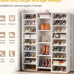 Tribesigns 14-Tier Tall Shoe Rack, Freestanding Wooden Shoe Organizer for Closet and Entryway