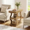 Tribesigns 3-Tier Wooden Side Table, Skinny Small Nightstand for Living Room with Storage Shelf