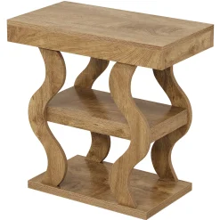 Tribesigns 3-Tier Wooden Side Table, Skinny Small Nightstand for Living Room with Storage Shelf