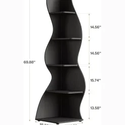 Tribesigns Wavy Corner Shelf, Modern 5-Tier Curved Bookshelf for Small Spaces