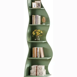 Tribesigns Wavy Corner Shelf, Modern 5-Tier Curved Bookshelf for Small Spaces