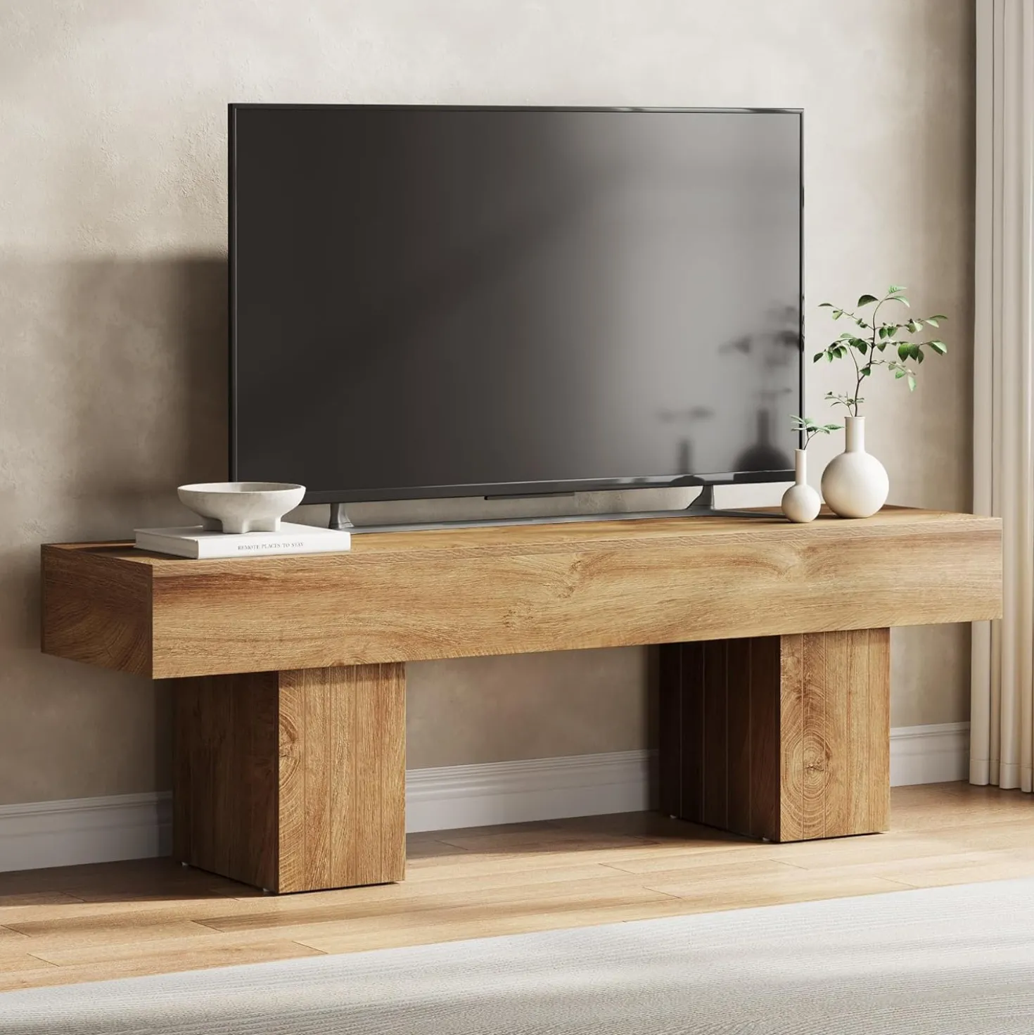 TV Stand for 55 Inch TV, Farmhouse Entertainment Center TV Console for Living Room