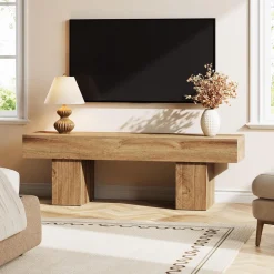 TV Stand for 55 Inch TV, Farmhouse Entertainment Center TV Console for Living Room