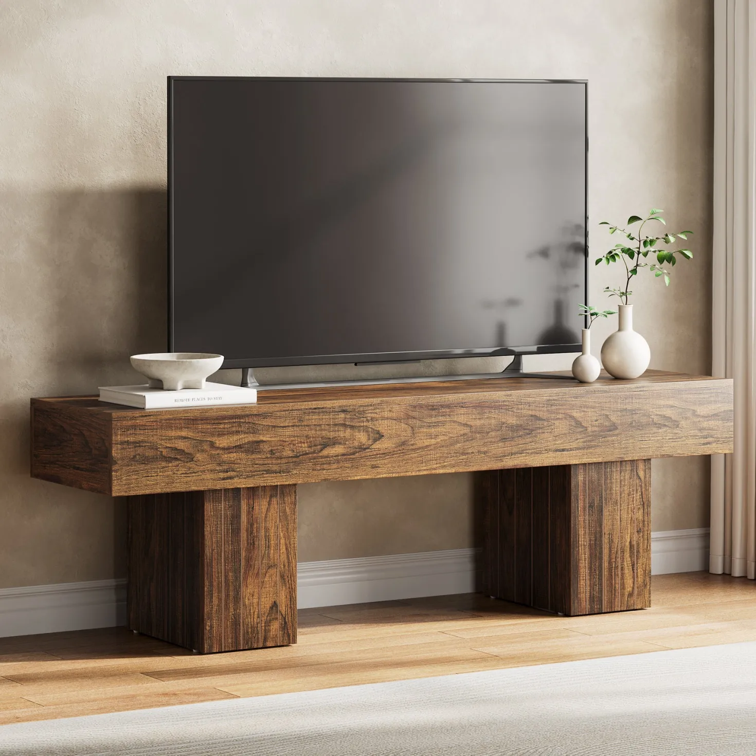 TV Stand for 55 Inch TV, Farmhouse Entertainment Center TV Console for Living Room