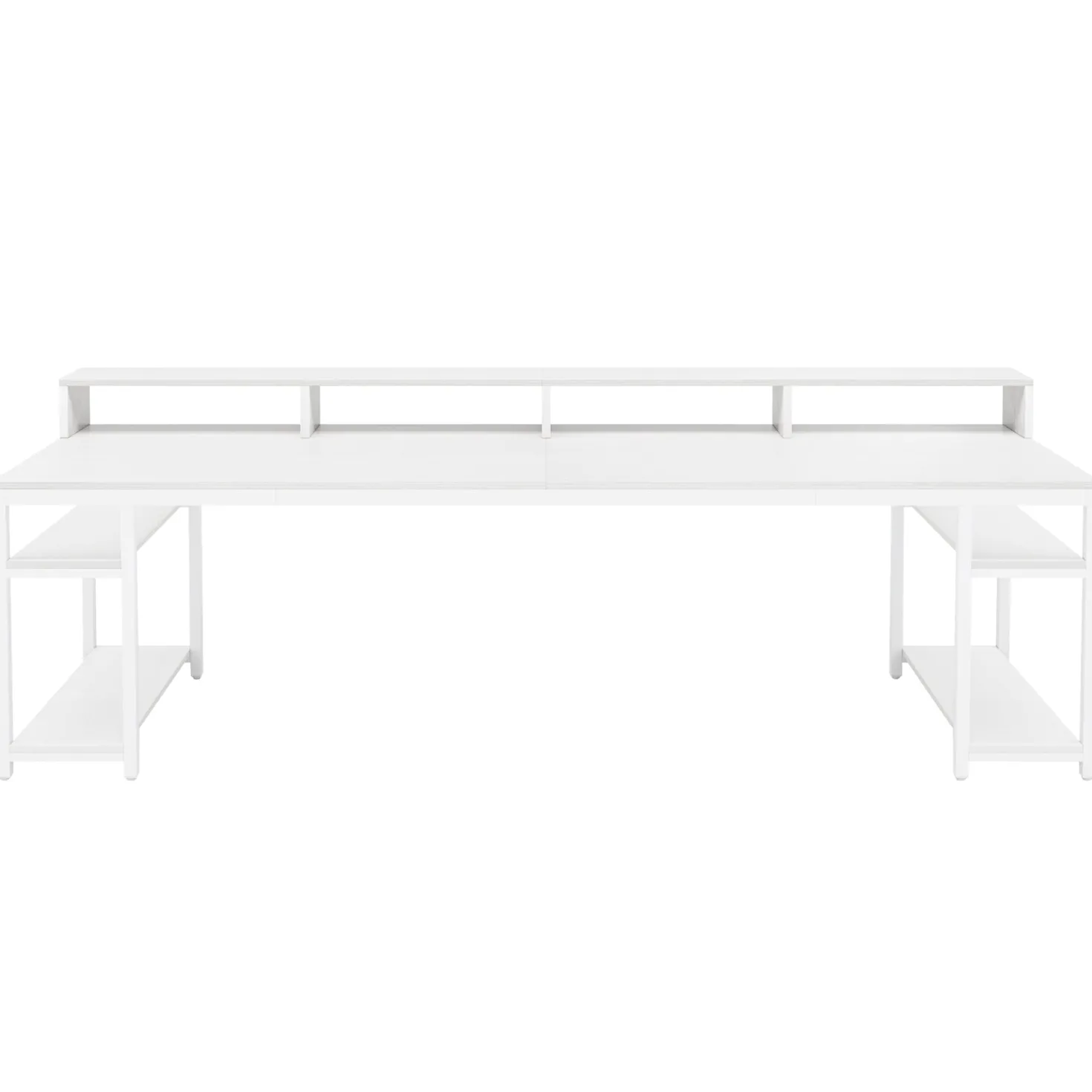 Two Person Desk, 78.7" Computer Desk With Monitor Stand and 4 Open Shelf