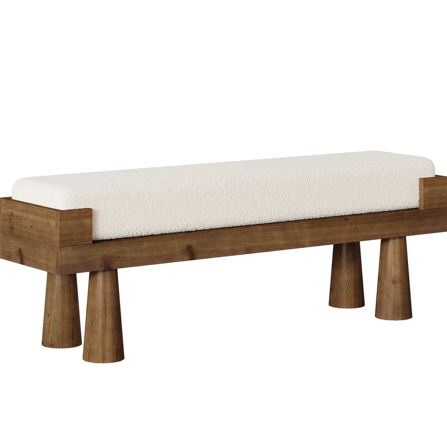 Upholstered Entryway Bench, Shoe Bench End of Bed Footstool with Solid Wood Legs