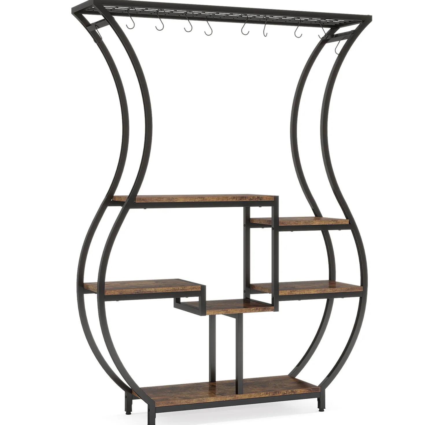 Vase-Shaped Plant Stand, 6-Tier Plant Display Rack with 10 Hanging Hooks