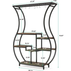 Vase-Shaped Plant Stand, 6-Tier Plant Display Rack with 10 Hanging Hooks