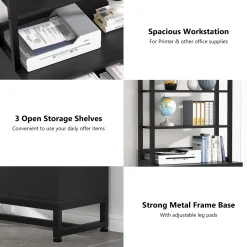 Vertical File Cabinet, 2 Drawers Filing Cabinet with Open Shelves
