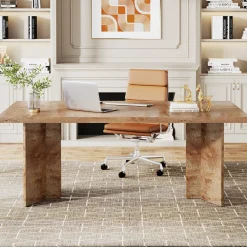Vintage Executive Desk, 63" Farmhouse Computer Desk Conference Table