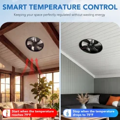 35W Solar Attic Fan, 2200 CFM Smart Roof Vent Built-in Temperature Sensors(JBSF-320E)