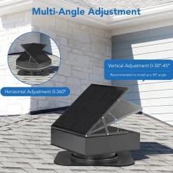 35W Solar Attic Fan, 2200 CFM Smart Roof Vent Built-in Temperature Sensors(JBSF-320E)
