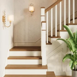 Wall Light Fixtures, Decorative Wall Sconce with Crystal Leaves Shape for Living Room(E12 Base)