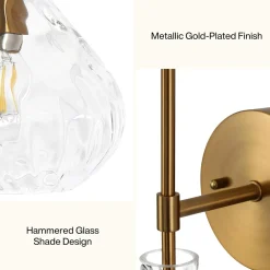 Wall Sconce Set of 2, Bathroom Vanity Wall Lamp with Clear Glass Shade