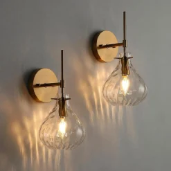 Wall Sconce Set of 2, Bathroom Vanity Wall Lamp with Clear Glass Shade