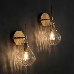 Wall Sconce Set of 2, Bathroom Vanity Wall Lamp with Clear Glass Shade