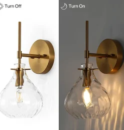 Wall Sconce Set of 2, Bathroom Vanity Wall Lamp with Clear Glass Shade