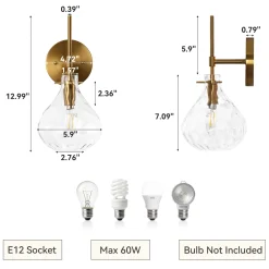 Wall Sconce Set of 2, Bathroom Vanity Wall Lamp with Clear Glass Shade
