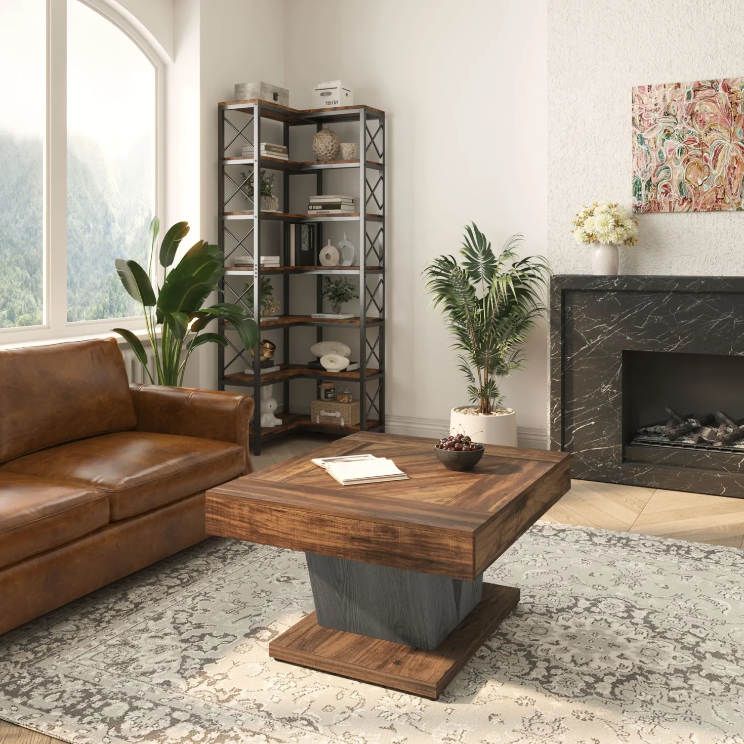 Wood Coffee Table, 31.5" Modern Center Table Cocktail Tea Table