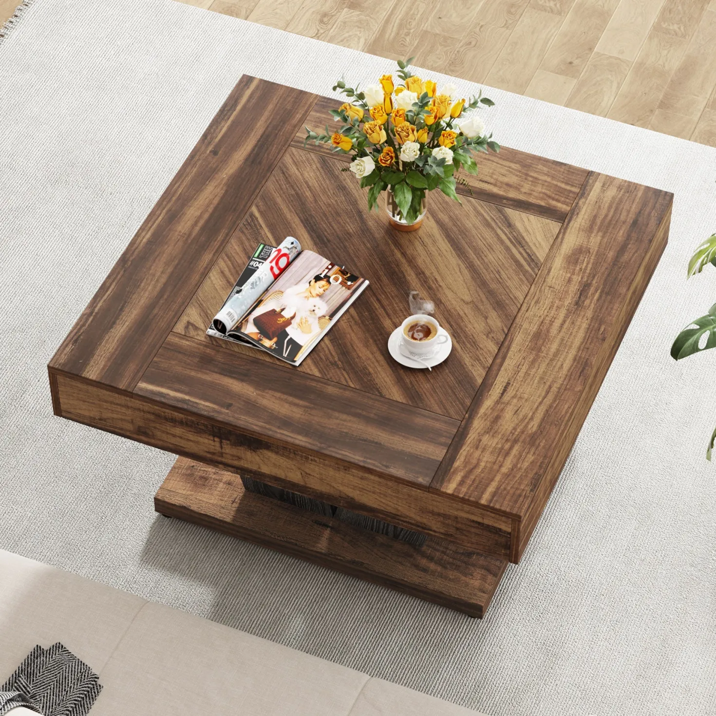 Wood Coffee Table, 31.5" Modern Center Table Cocktail Tea Table
