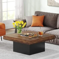 Wood End Table, 3-Drawer Side Table NightStand with 3 Rattan Drawers