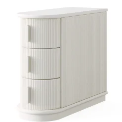 Wood End Table, Narrow Side Table Nightstand with 3-Drawer