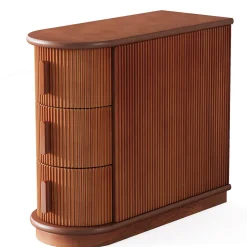Wood End Table, Narrow Side Table Nightstand with 3-Drawer