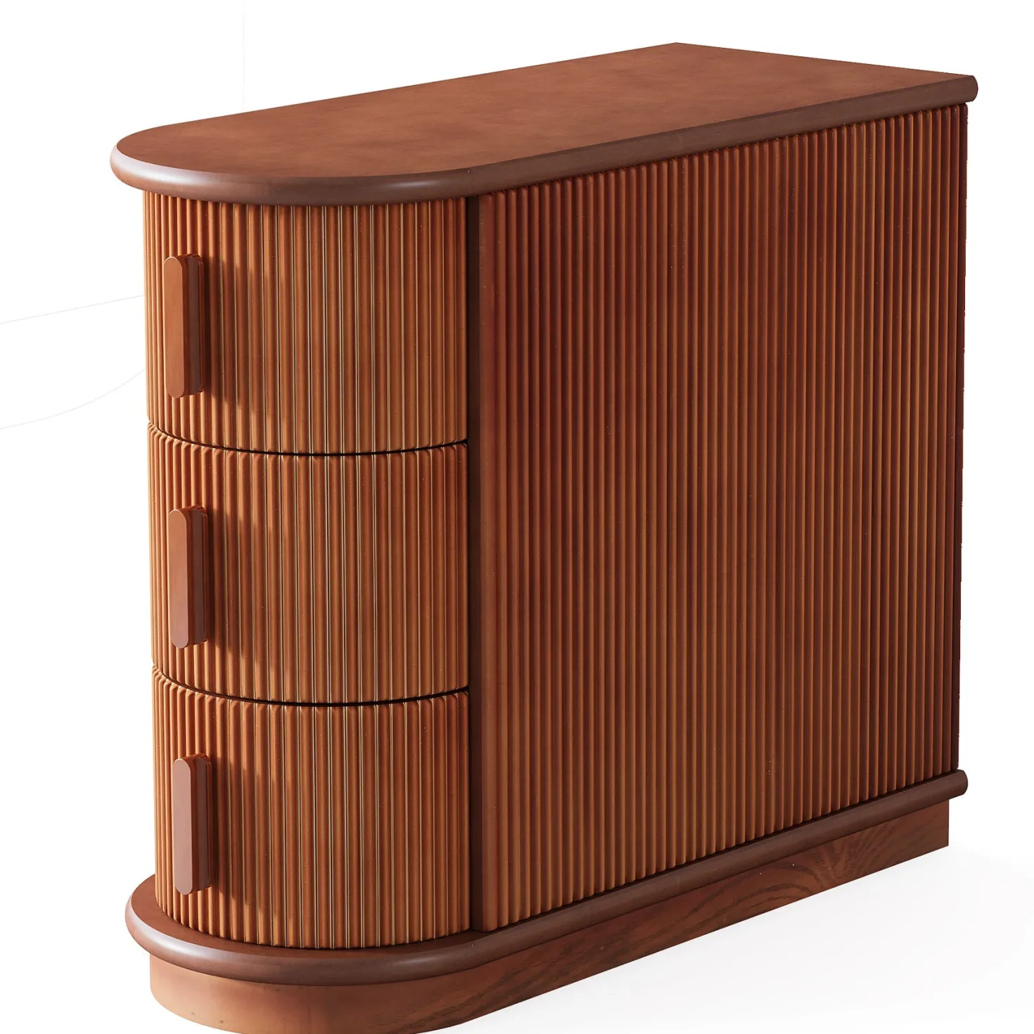 Wood End Table, Narrow Side Table Nightstand with 3-Drawer