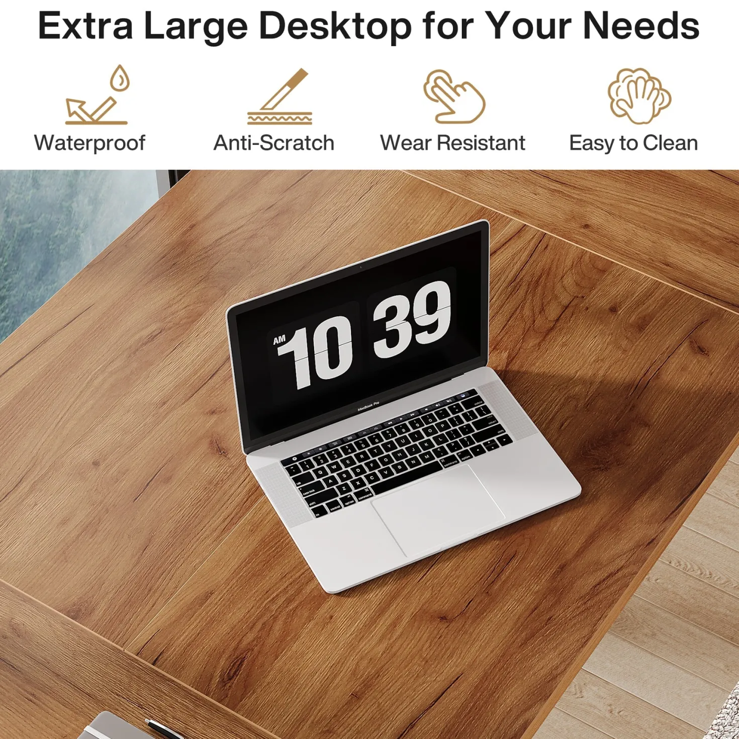 Wood Executive Desk, 70.9" Computer Desk Large Office Desk