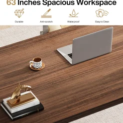 Wood Executive Desk, 62.99" Sturdy Computer Desk Conference Table
