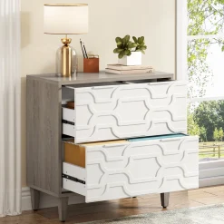 Wood File Cabinet, 2-Drawer Storage Cabinet for A4/Letter/Legal Size