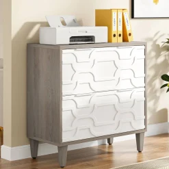 Wood File Cabinet, 2-Drawer Storage Cabinet for A4/Letter/Legal Size