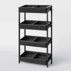 Wood Fruit Vegetable Storage Rack Stand, 4-Tier Storage Organizer